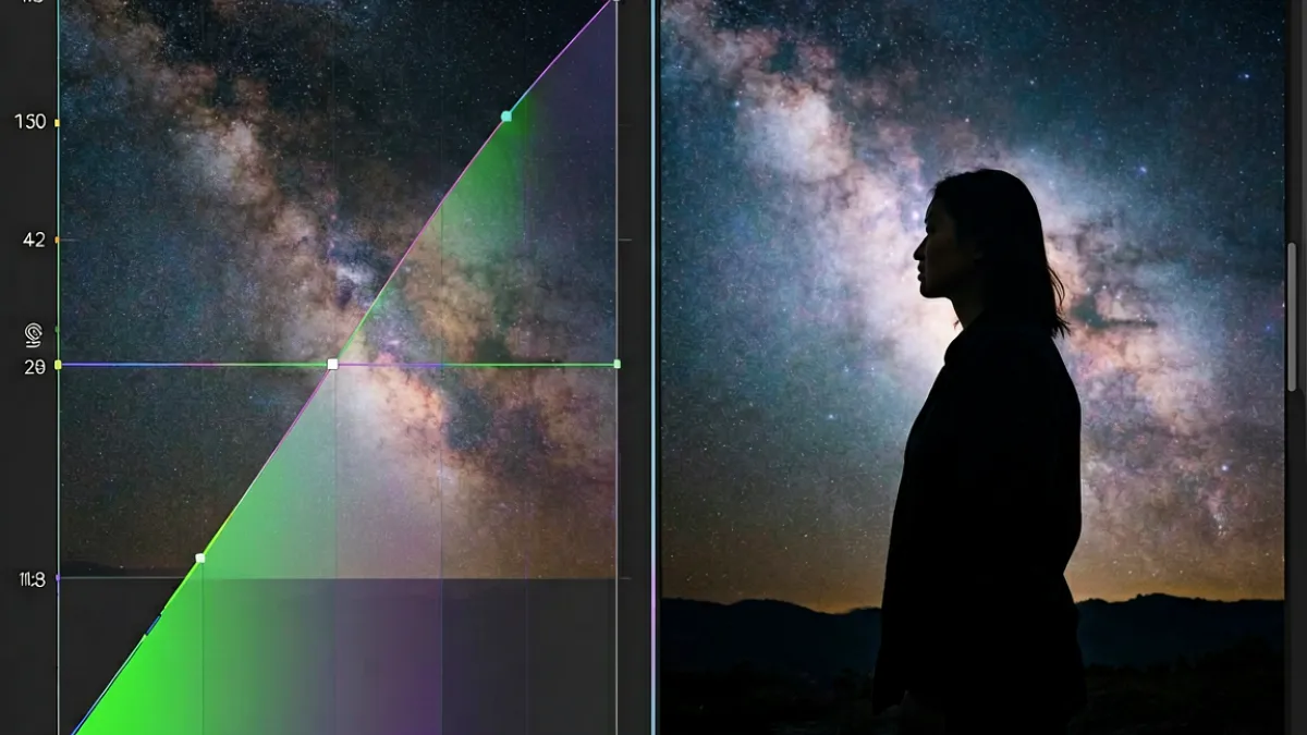 麻花星空mv 深度解析配图，展示MV中星云背景与人物剪影的叠层合成效果，技术感强